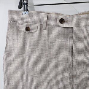Banana Republic Pants Mens 34 L31.5  Linen Taupe Houndstooth trousers pockets